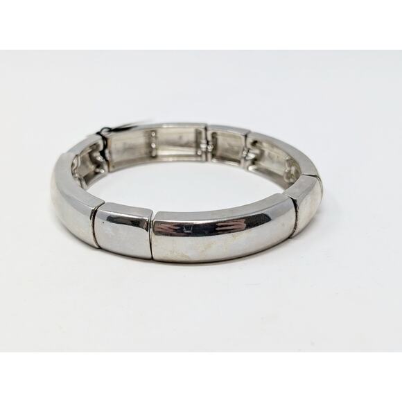 Chico's Bracelet Silver Tone Link Stretch Style Finella New - Picture 1 of 4